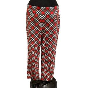 Kim Rogers Red Plaid Stretch Pants Tummy Panel Women's Size 16S